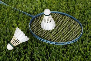 Badminton. racquet and shuttles by annca, CC0, via Wikimedia Commons